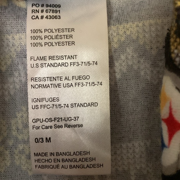 Pittsburgh Steelers NFL 0/3month one piece pajamas - Picture 5 of 8